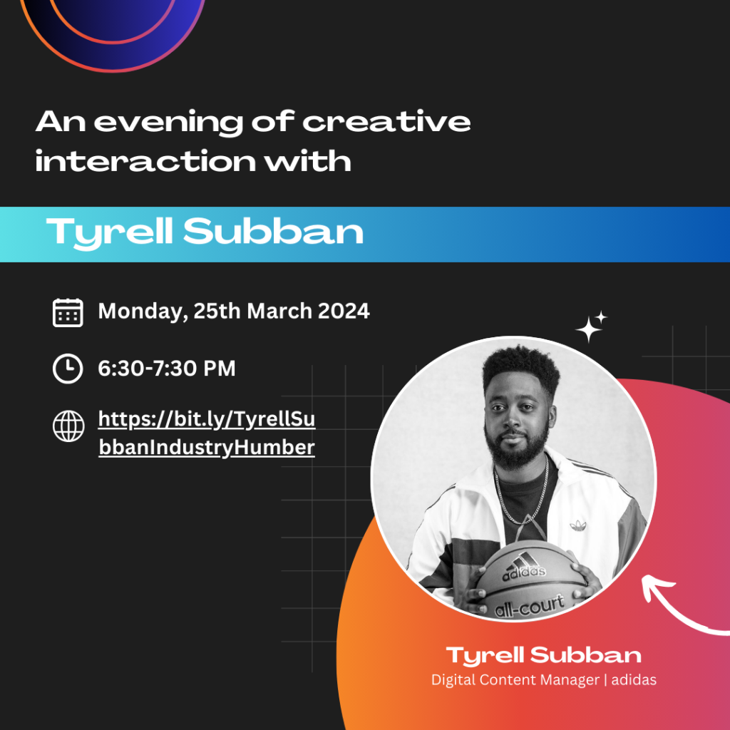 Industry night at Humber College presents Adidas Digital Content Manager Tyrell Subban ✍🏽